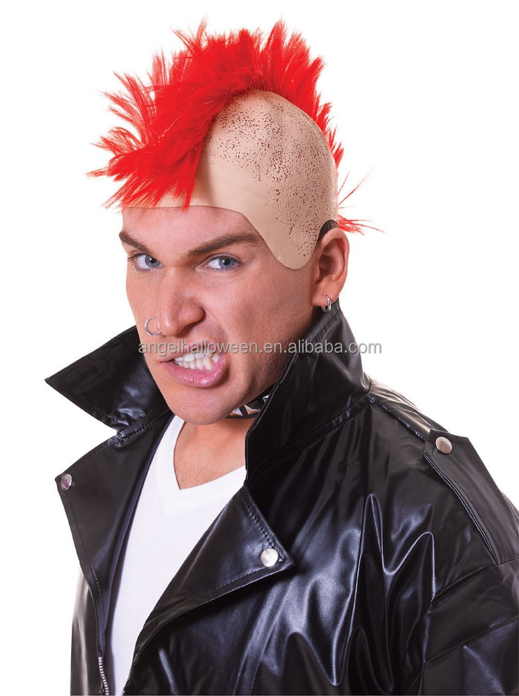 New Men/'s 70s 80s White//Blue Red//purple Multi Spike Punk Rock Mohican WIG Fancy