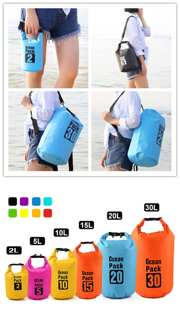 Floating 5L 10L 15L 20L 30L Storage Dry Sack Ocean Pack Waterproof Dry Bag for Boating Kayaking Camping Hiking Swimming