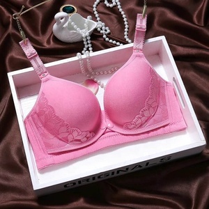 Solid color wirefree cotton maternity nursing bra