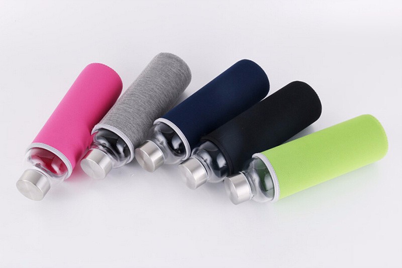 18 Oz Glass Water Bottle with Sleeve