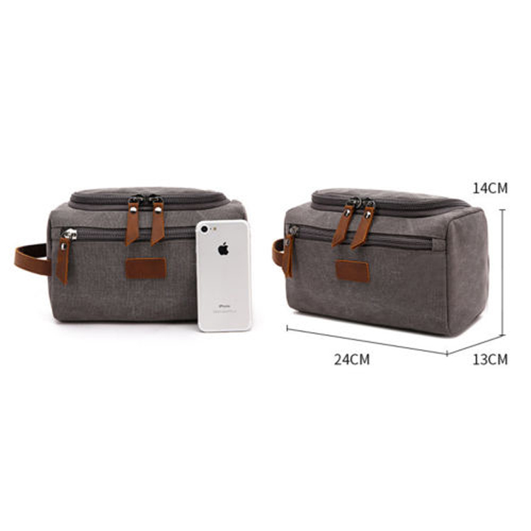 Logo con stampa personalizzata Appeso a mano Borsa da toilette per uomo da viaggio con piccolo kit Dopp