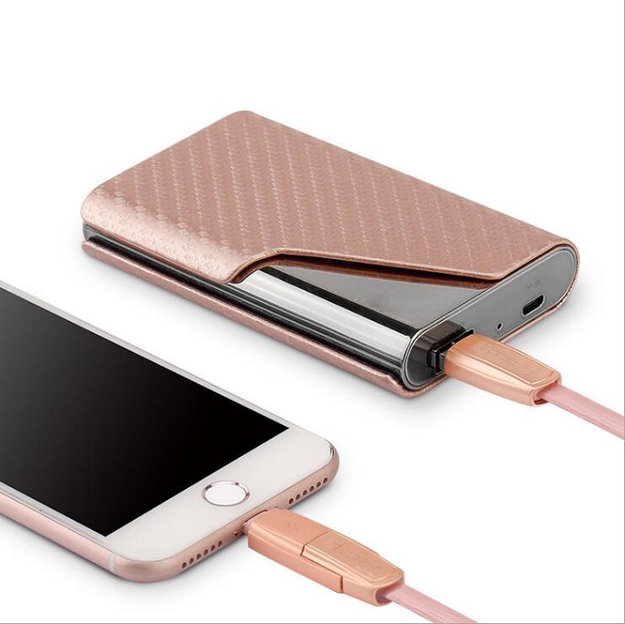 Портативное зарядное устройство 4000 мАч с визитницей из искусственной кожи