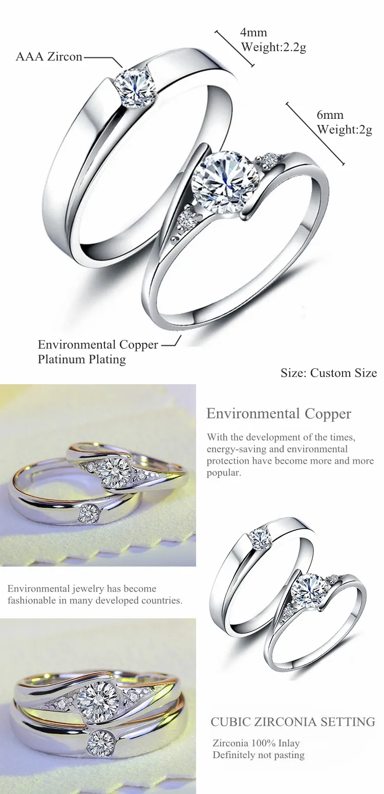 VOVANSEN 100% s925sliver 100% Austrian crystal SHINING couple ring wedding  ring adjustable ring adjustable ring cincin | Shopee Malaysia