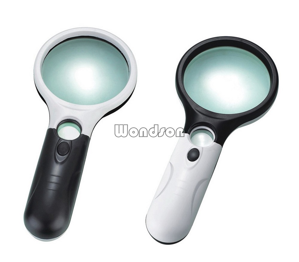 Poignée personnalisée 6902AB Type de loupe à double objectif, loupe lumineuse à 3 LED