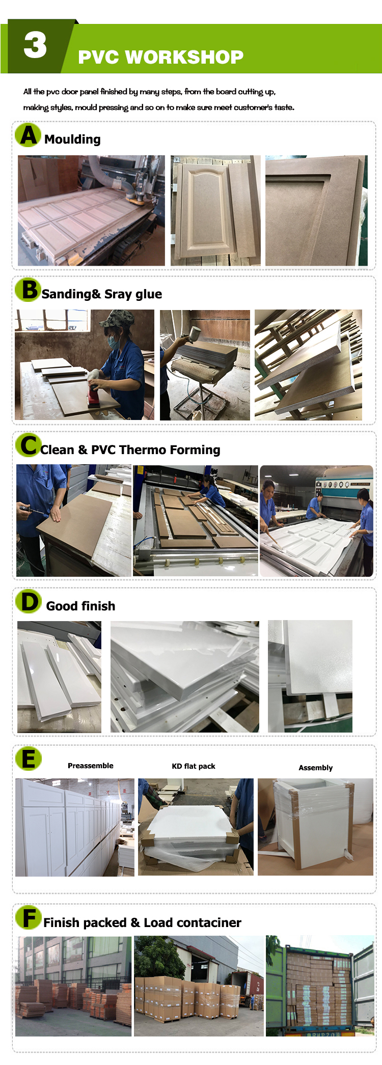 American shaker style laminate/pvc kitchen cupboard furniture