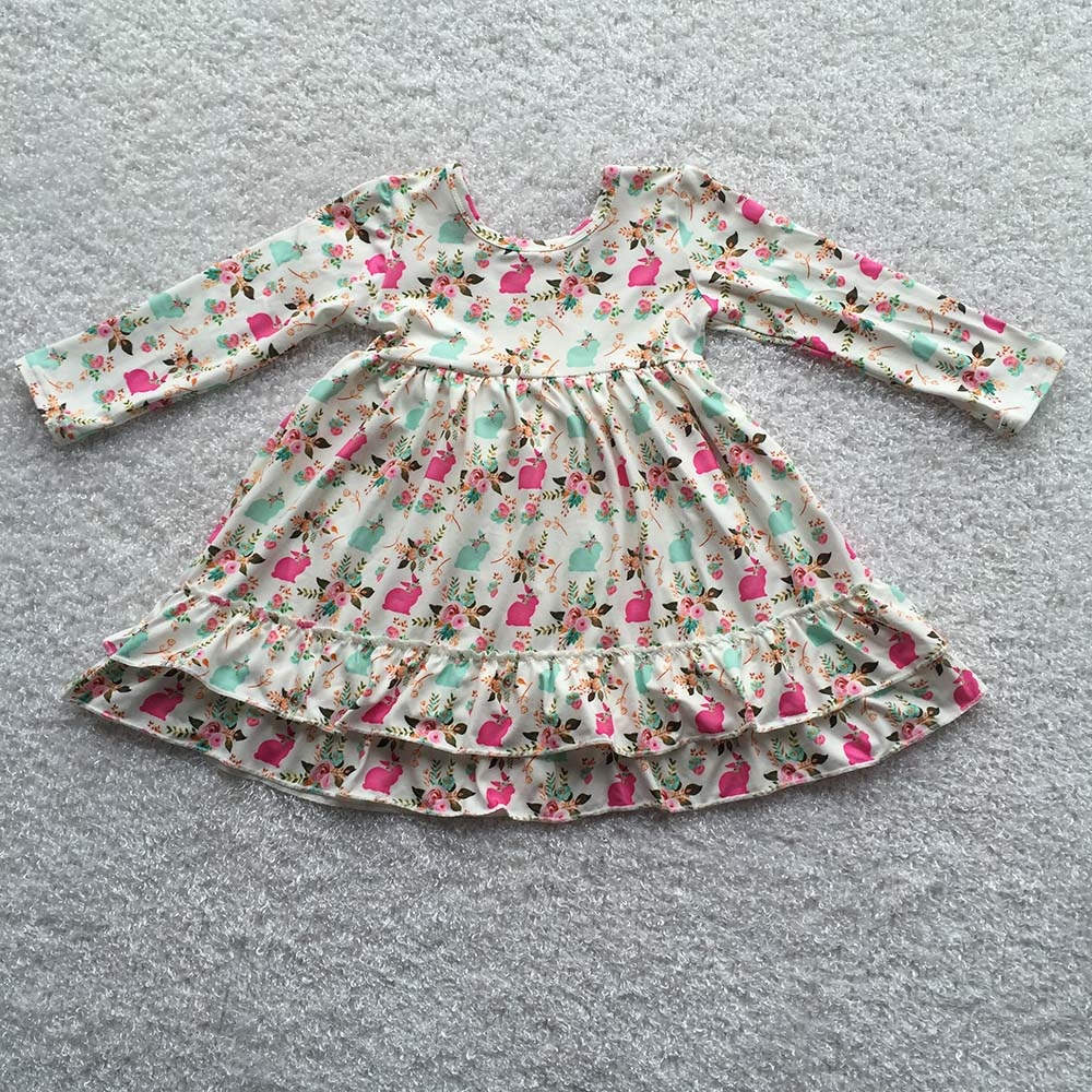 Meninas do bebê Fazenda do Coelhinho Da Páscoa Impresso Criança Verão Vestidos Atacado