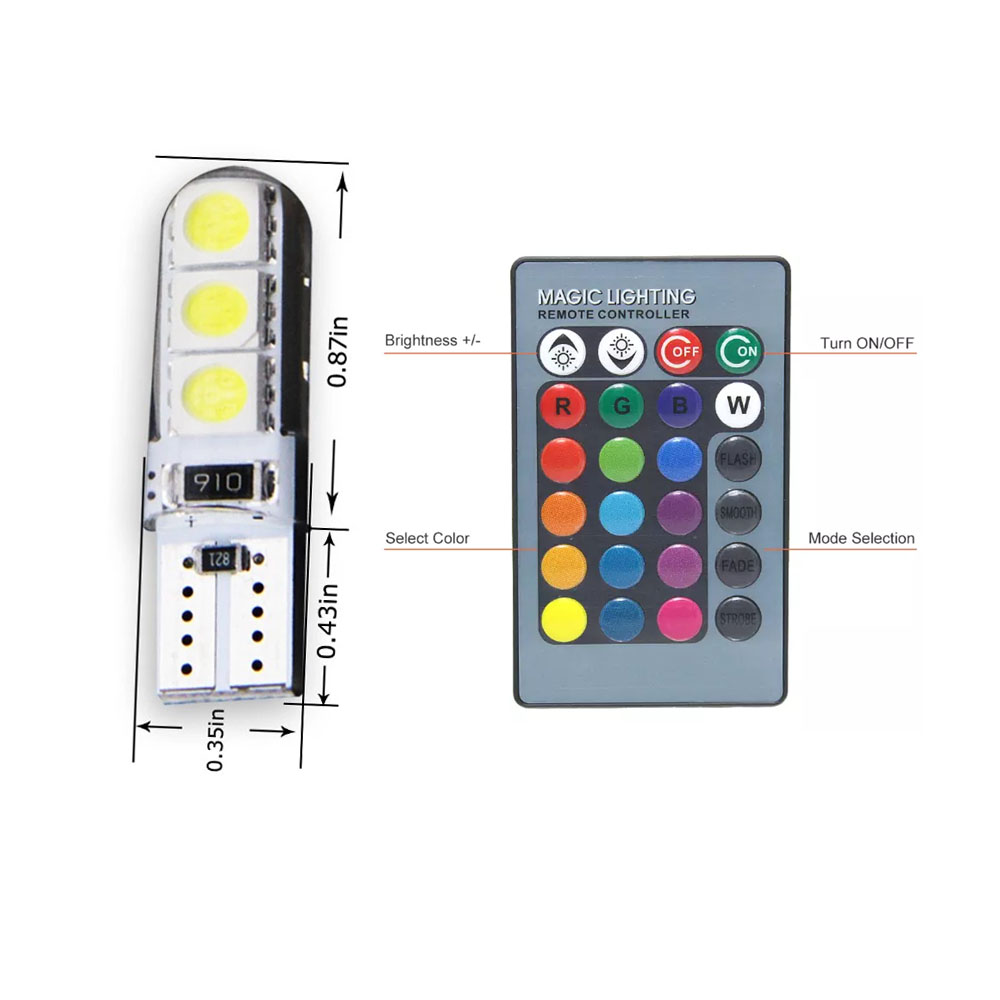 Светодиодная подсветка для салона автомобиля t10 RGB