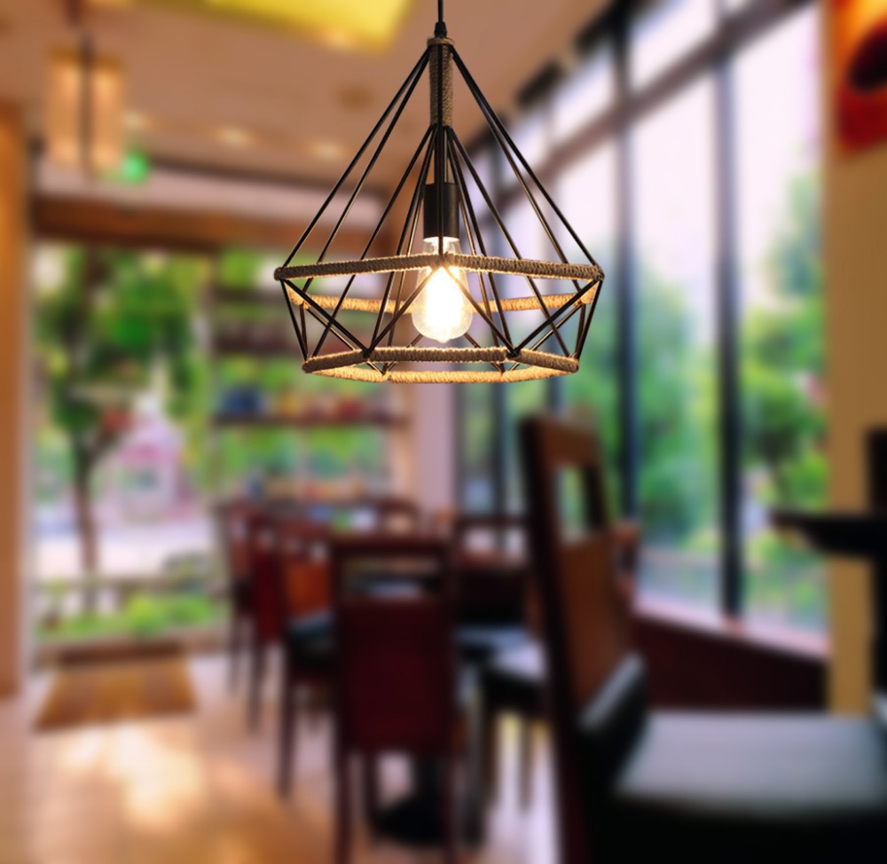 Art decoration Industrial design hemp rope handmade pendant lamp