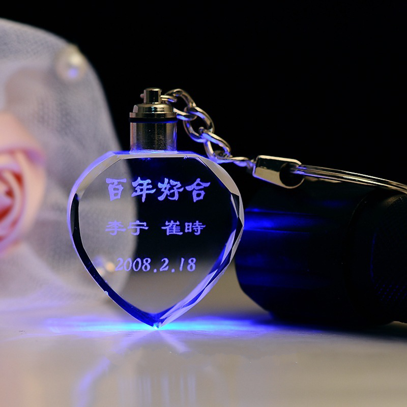DIY Индивидуальный логотип печати на день рождения подарок синий горный хрусталь брелок
