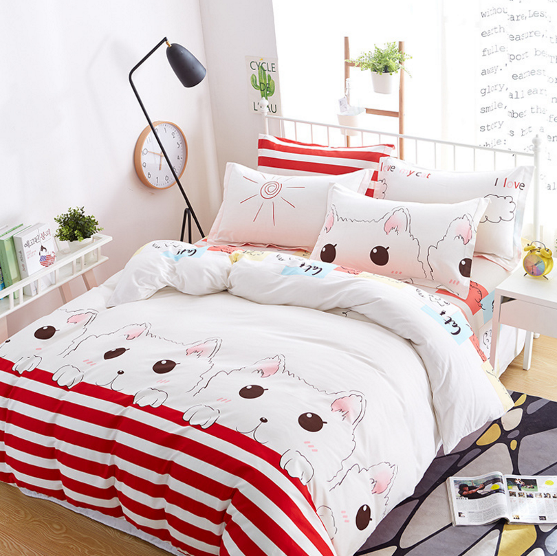 baby cot comforter, Pet design 100% Cotton printed snoopy bedding set Duvet Cover with soft pillows