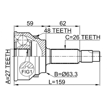 TO-061A48 OUTER CV JOINT 27X63.3X26 for Lexus RX300/330/350