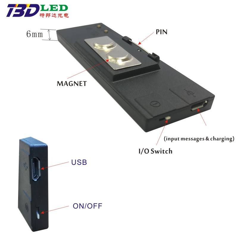 Cikonielf Étiquette De Nom Badge Nominatif LED Défilement De L'étiquette De Message Affichage