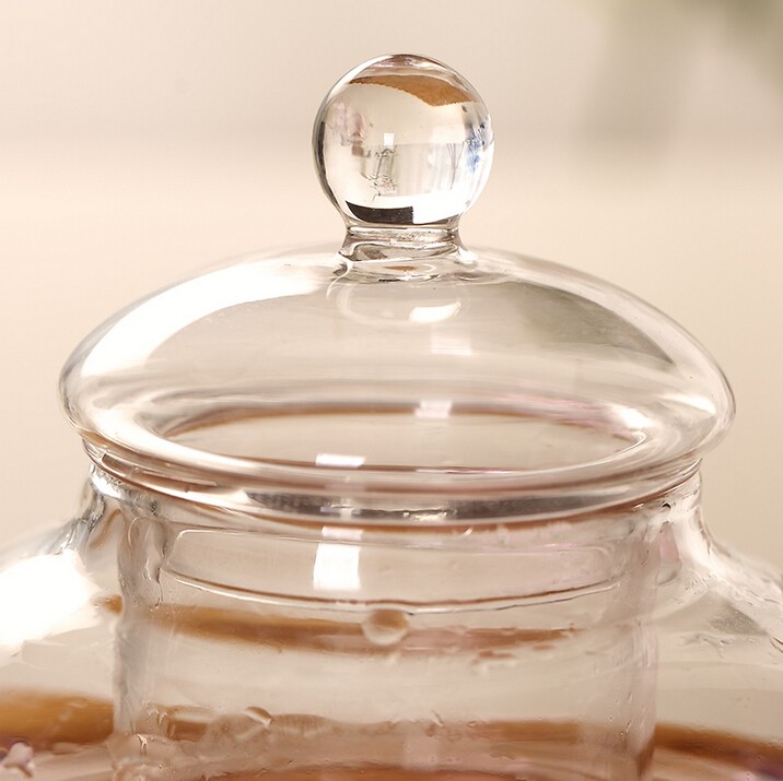 Custom design logo heat resistant glass teapot Borosilicate glass teapot