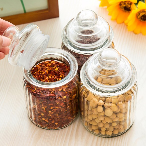Big capacity machine made glass jar with metal clip glass storage jar