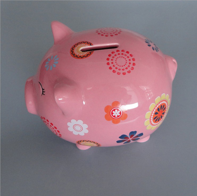 Resin Pink Piggy Bank Coin Money Cash Saving Box AYZ V01 Gift for Girl Friend Kid Little Girl