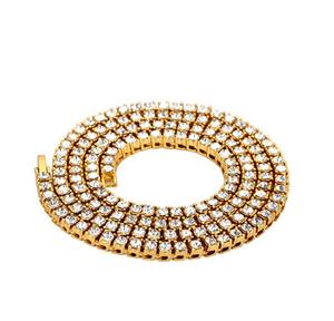 Wholesale 18K Gold Plated Iced Out cz Tennis Chain - Mens HipHop Necklace in Gold,Silver,Black