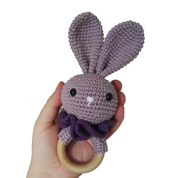 Милая вязаная деревянная игрушка-прорезыватель для зубов, Детская вязаная погремушка