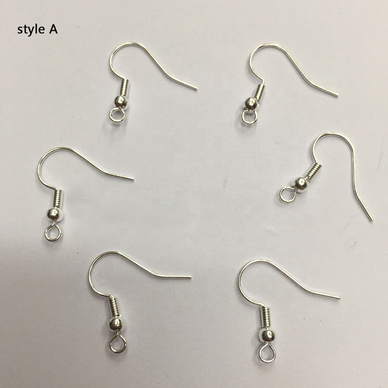 Fashion Plated Silver Earring Hook Coil Ear Wire For Jewelry Making Ear Hook# KK