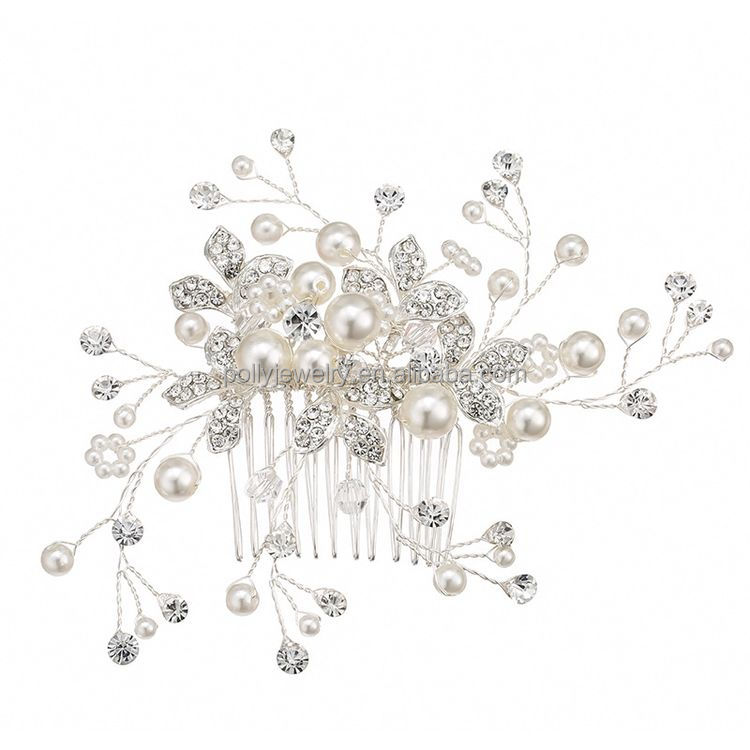Женские заколки для волос с кристаллами и серебряными цветами, свадебные аксессуары