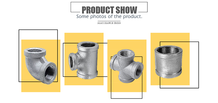 Black Iron Forged Malleable Iron  Dimensions Pipe Fittings Economic Long Working Life Pipe Fitting Cross Equal