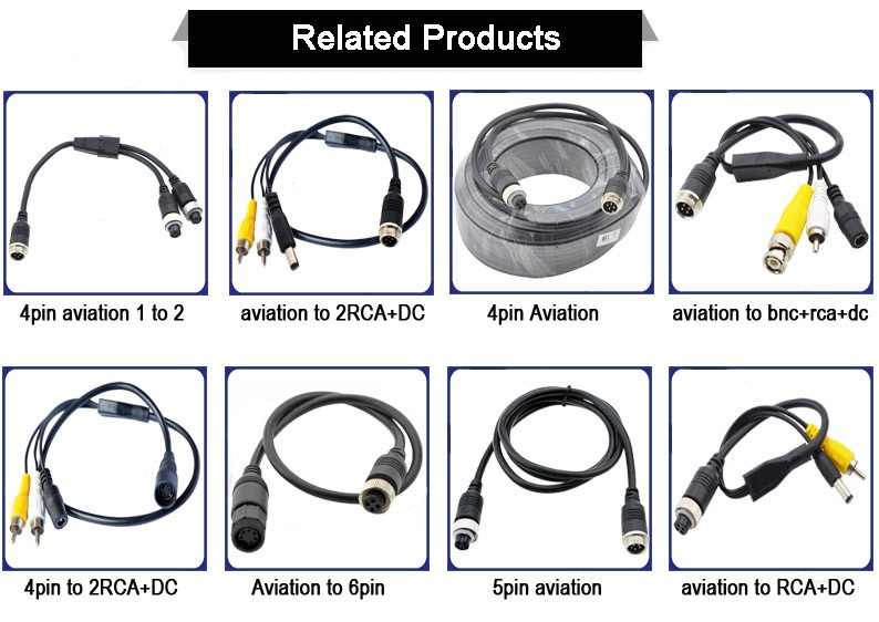20 Cm 4 Broches Mâle Aviation Plug Vers RCA Mâle Et DC Mâle Câble De Connecteur RCA AV + DC Vers M12 4 Broches Pour Caméra De Surveillance Vidéo Et Audio – (1 Pièce