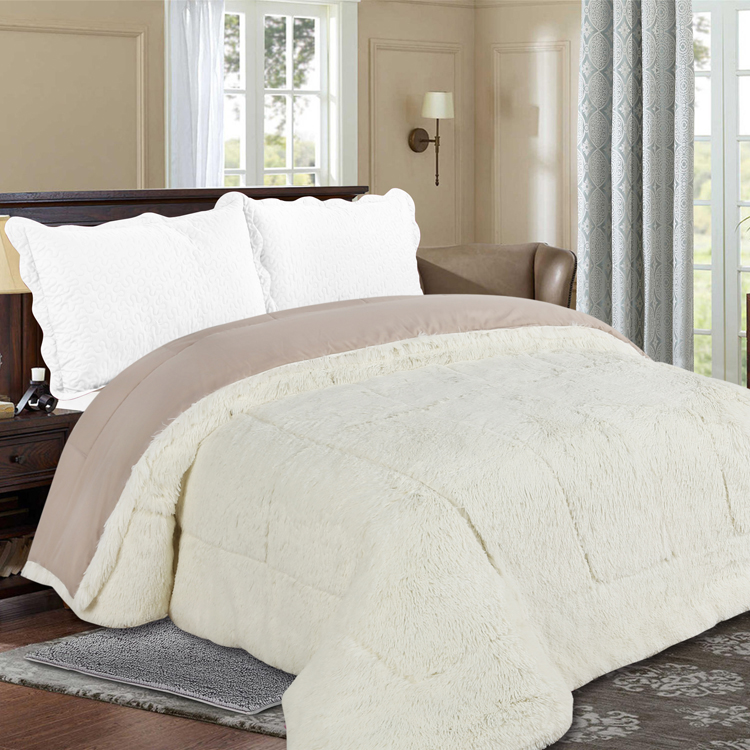 毛皮天鹅绒配超细纤维棉被床上用品套装 - buy multi colorr bedding