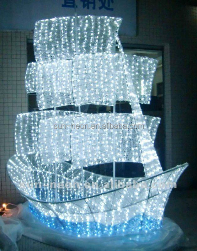 Наружная Рождественская декоративная светодиодная корабль 3d мотив свет для доставка зал и украшения праздничного стола огни