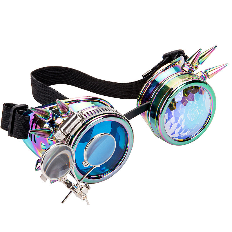 Wholesale Fashion Vintage Unisex Cosplay Party Sunglasses Rivets Steampunk Kaleidoscope Goggles