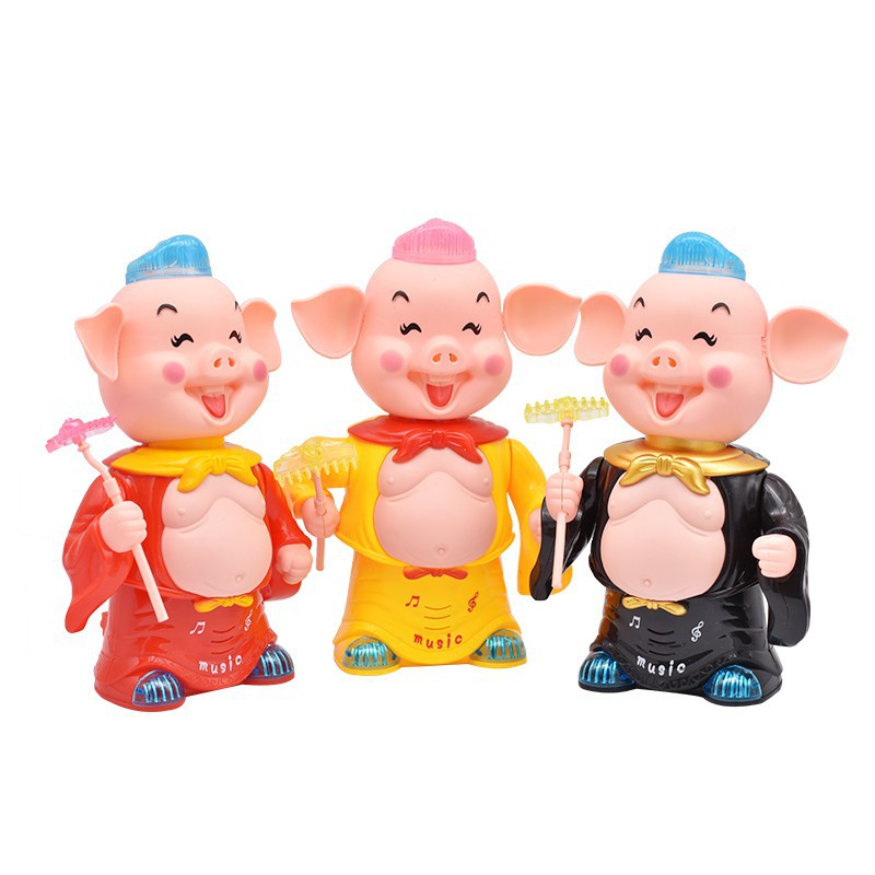 Wholesale funny electronic animal toy with light and music cute plastic Children's educational toy pig