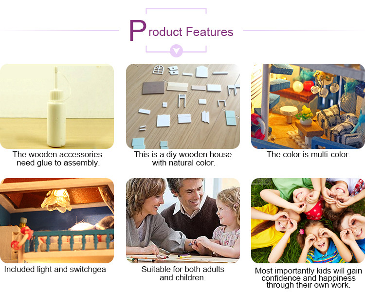 Wooden miniature dollhouses education toys made in china kits set
