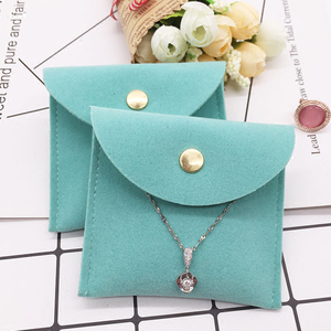 Envelop Snap Button Suede Flap Jewelry Pouch With Custom Logo
