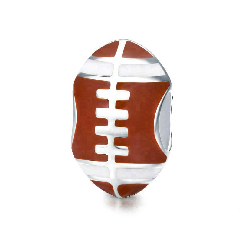Sterling Silver 3D Brown Enameled Football 16 mm 11 mm Brown Pendants /& Charms Jewelry