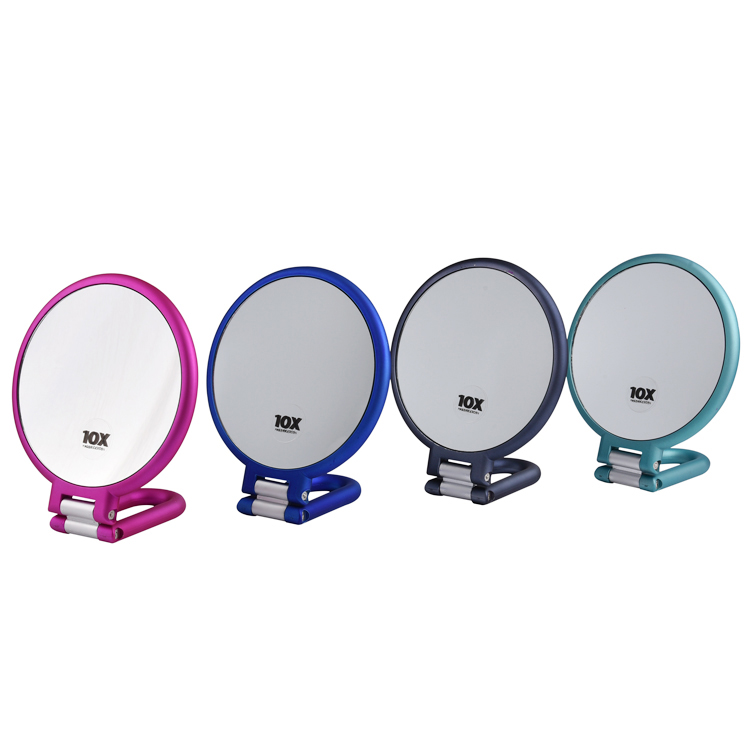 High quality 23.5*14*1cm ABS double-side hand make up vanity mirror cosmetic standing handheld mirror