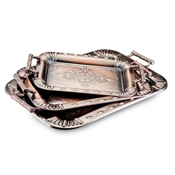 Stainless Steel Rectangle Charger Plater with Classical Design