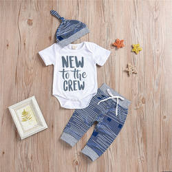 3PCS/Set New design Baby Boy rompers Children's Clothes Cotton Newborn Baby Clothing Set short Sleeve rompers