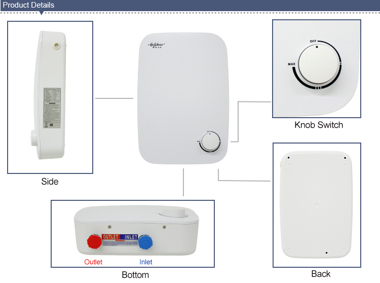 anlabeier brand wall mounted hot instantaneous tankless electric water heater thermostat