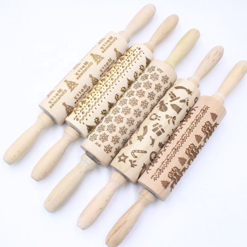 Скалка с лазерной гравировкой и тиснением, Скалка с принтом животных