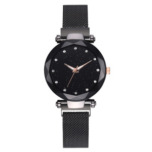 Luxury Gold Watches Women 2019 New Fashion Starry Sky Wristwatches Mesh Magnetic Strap Quartz Watches Montre Femme