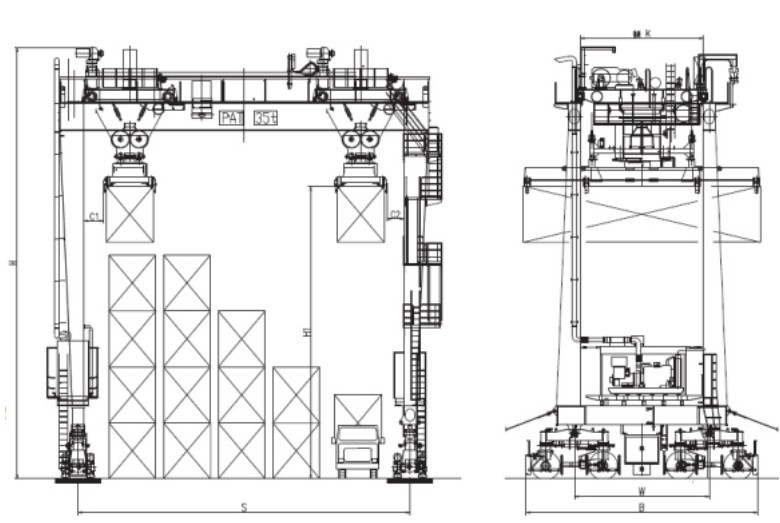 Резиновый контейнер покрышки колеблет кран 45ton крана RTG несущей для поднимаясь использования контейнера