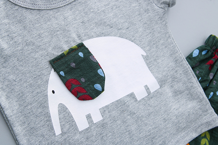 Elephant and leaves summer suit importing bulk wholesale baby clothes boy from china