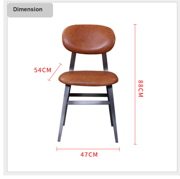 loft industrial furniture chair genuine leather vintage dining chair metal Aron luxury dinning chair for restaurant
