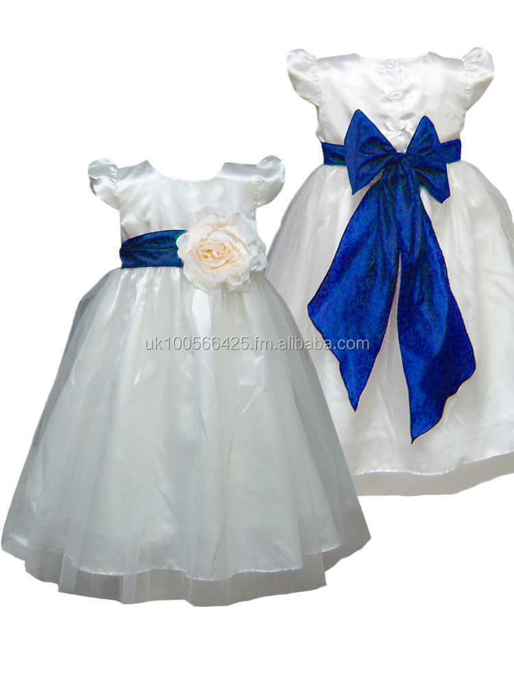 ivory and royal blue flower girl dress