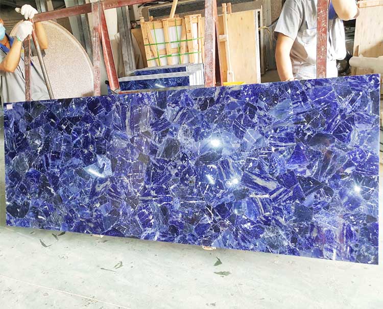 Natural gemstone  sodalite blue jasper granite flooring design for decoration