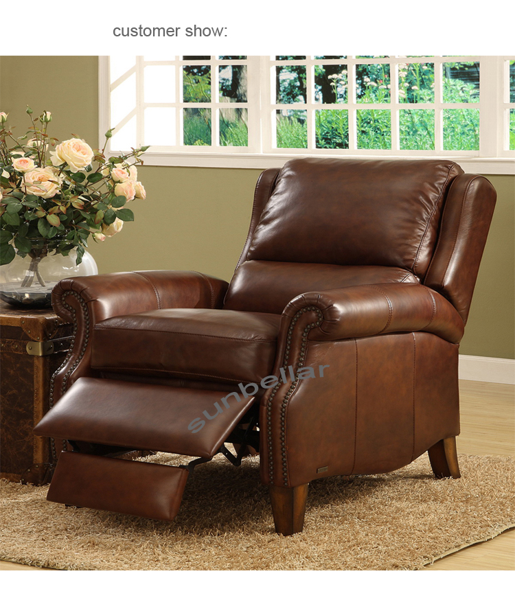 Hot sale luxury sofa chair home leather recliner chair vintage top grain leather armchair living room bedroom reclining chairs