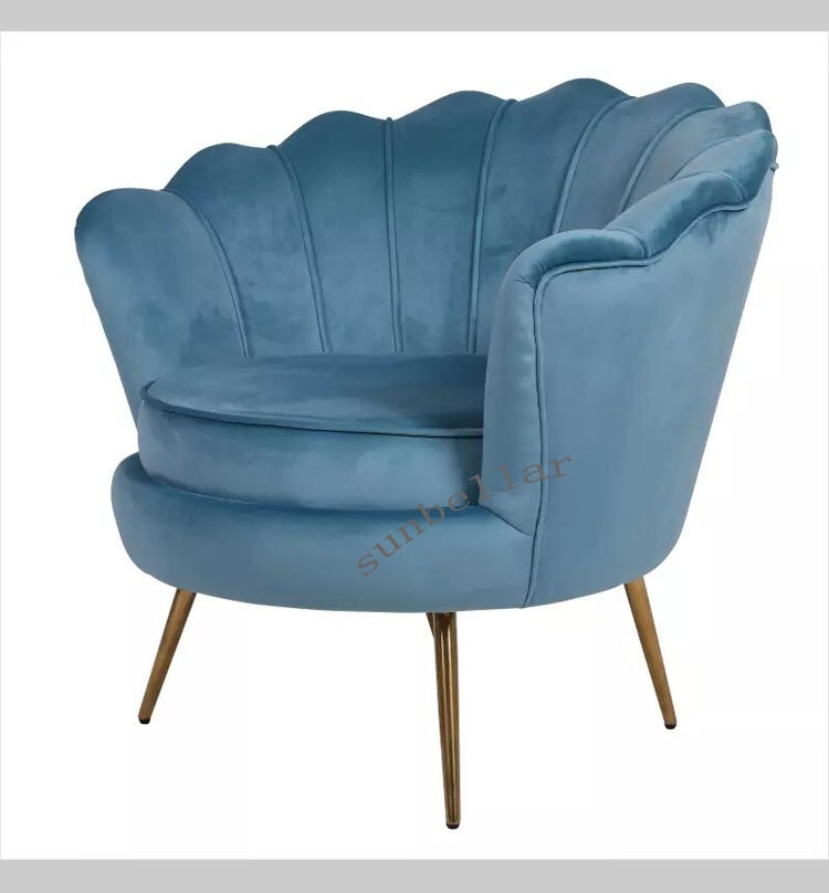 modern design accent chair velvet flower shape stainless steel legs leisure armchair for cafe and living room hotel restaurant