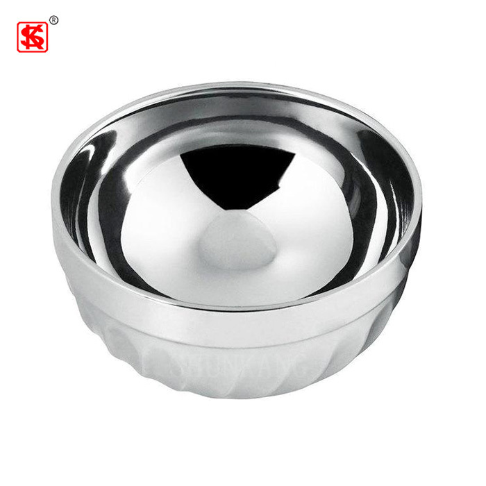 New design 201 stainless steel bowl double wall rice bowl dinnerware metal mixing bowl
