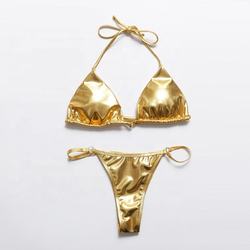 The new fashional shining reflective halter top bikini