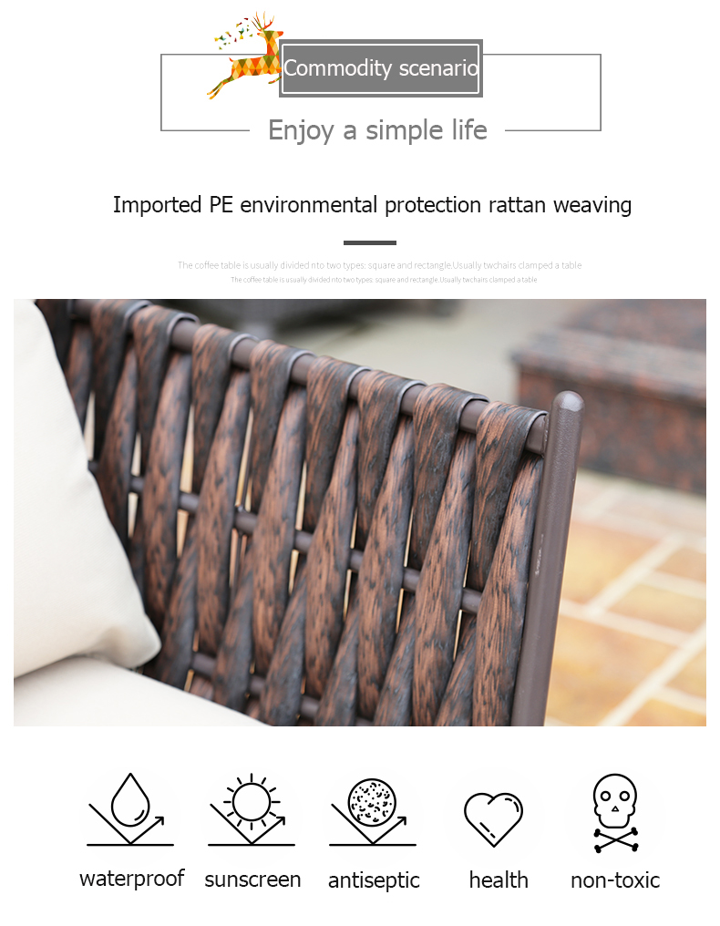 living room bedroom sofa balcony outdoor seat rattan chair coffee table sofa combination sunscreen waterproof rattan furniture
