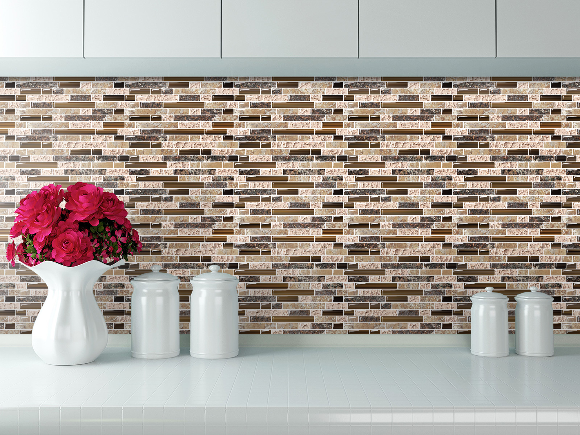 3D Century Mosaic soft magic gel vinyl peel and stick wall tile for bath kitchen backsplash