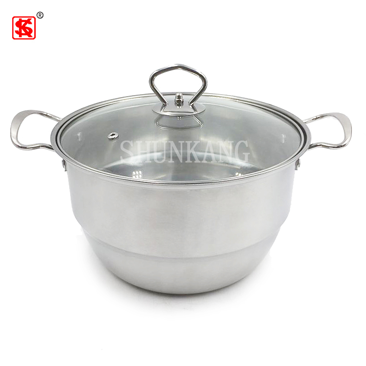Cheap stainless steel cooking pot set soup & stock pots with Glass Lid